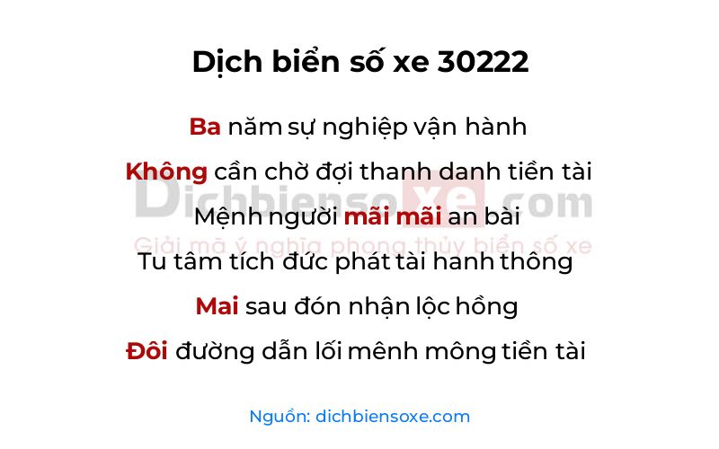 Dịch thơ biển số 30222