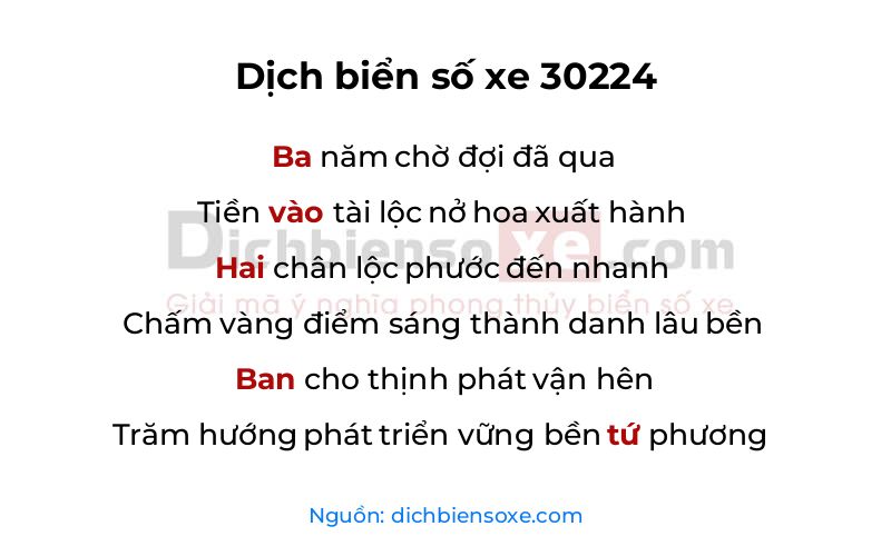 Dịch thơ biển số 30224