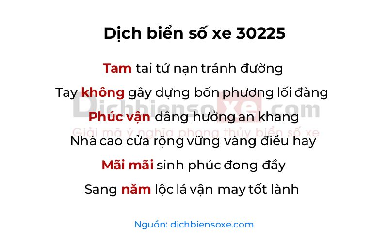 Dịch thơ biển số 30225