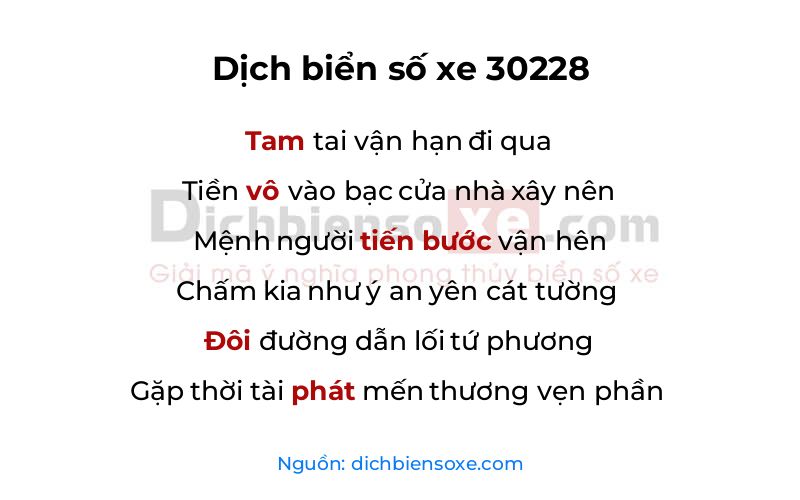 Dịch thơ biển số 30228
