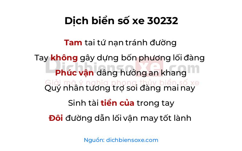 Dịch thơ biển số 30232