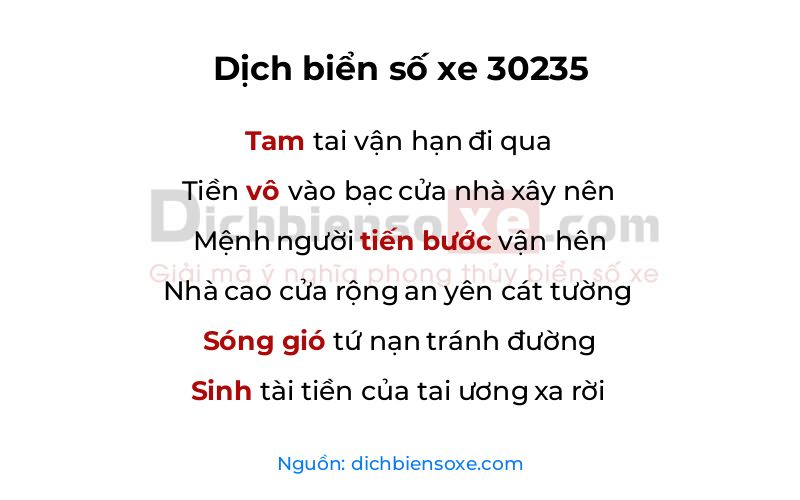 Dịch thơ biển số 30235