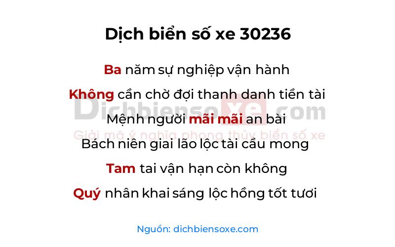 Dịch thơ biển số 30236