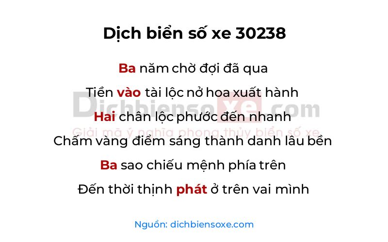 Dịch thơ biển số 30238
