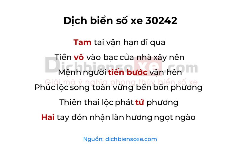 Dịch thơ biển số 30242