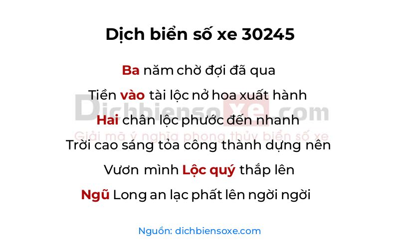 Dịch thơ biển số 30245