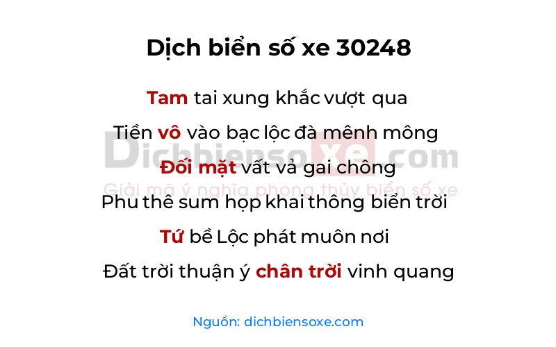 Dịch thơ biển số 30248
