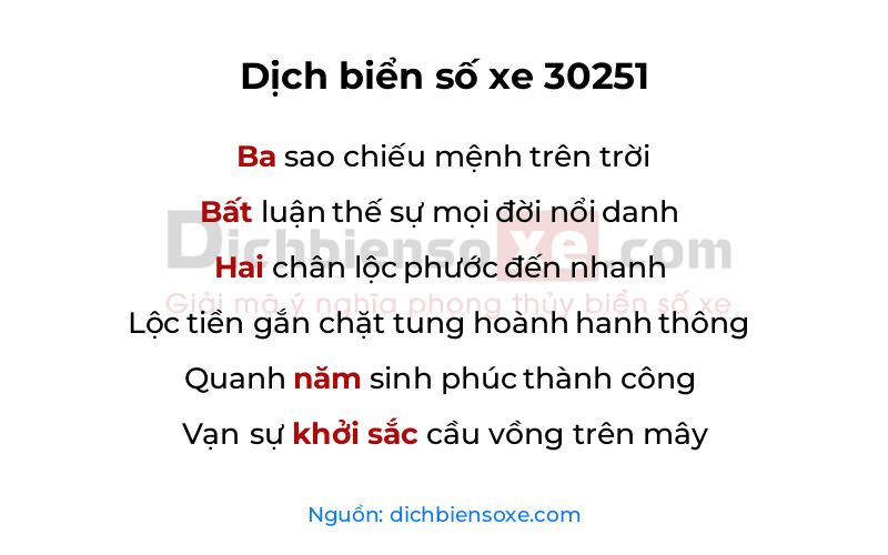 Dịch thơ biển số 30251