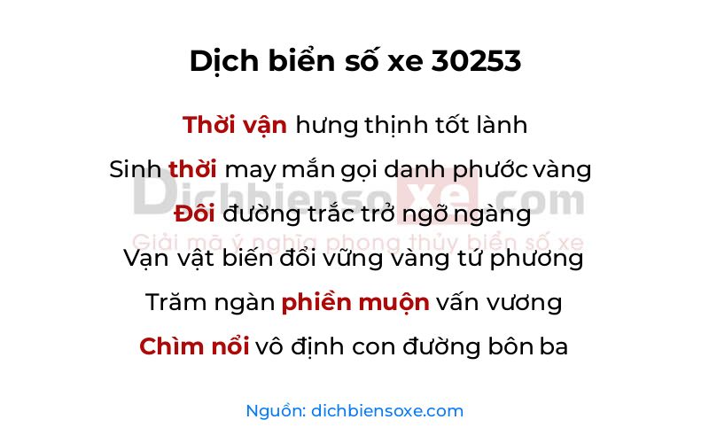 Dịch thơ biển số 30253