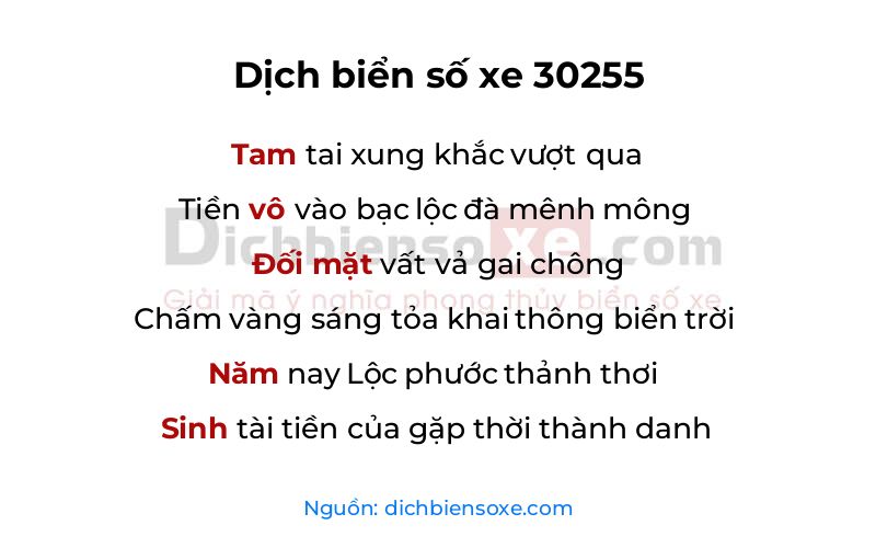 Dịch thơ biển số 30255