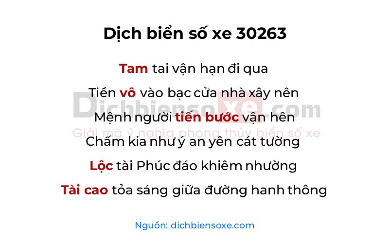 Dịch thơ biển số 30263