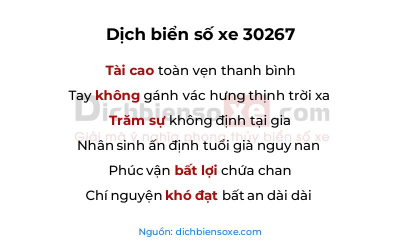 Dịch thơ biển số 30267