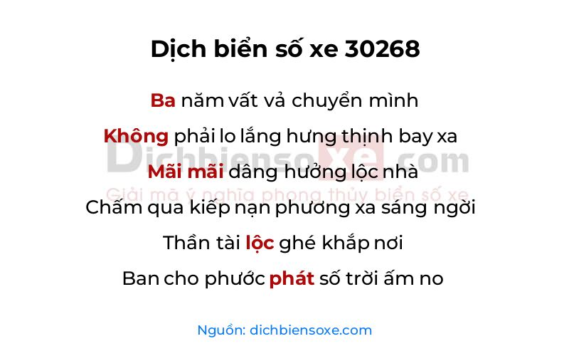 Dịch thơ biển số 30268