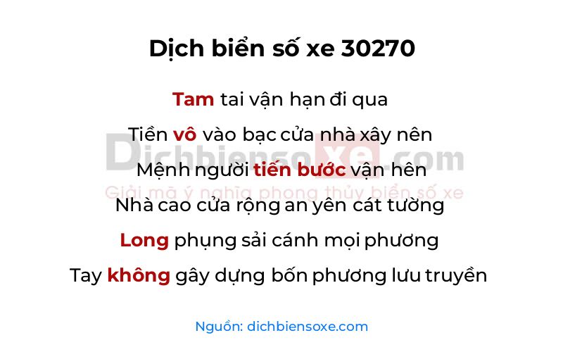 Dịch thơ biển số 30270