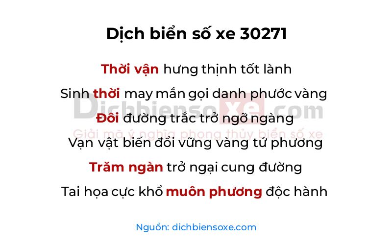 Dịch thơ biển số 30271