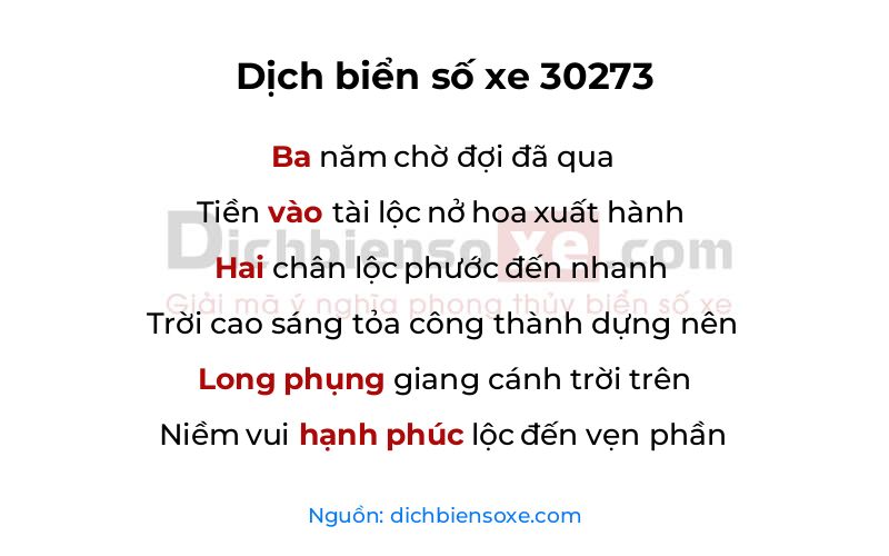 Dịch thơ biển số 30273