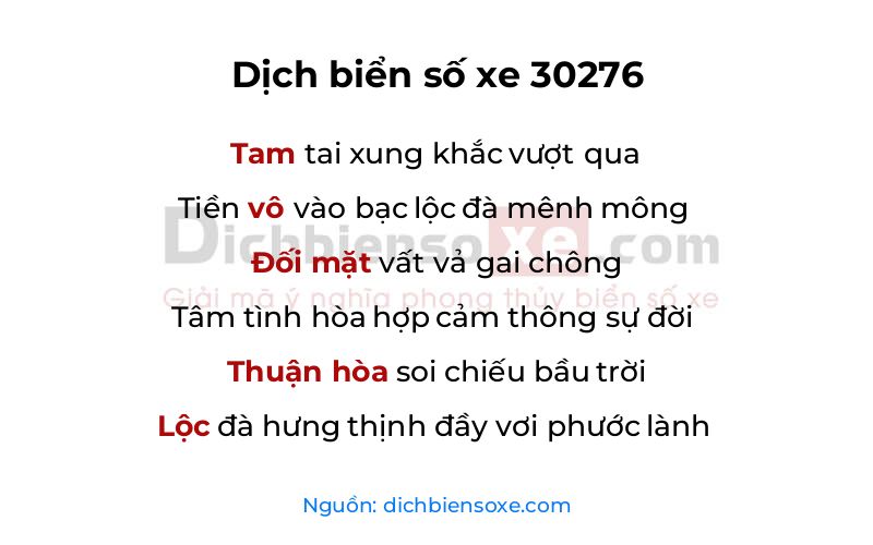 Dịch thơ biển số 30276
