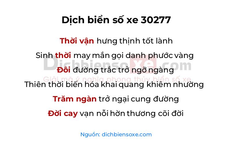 Dịch thơ biển số 30277