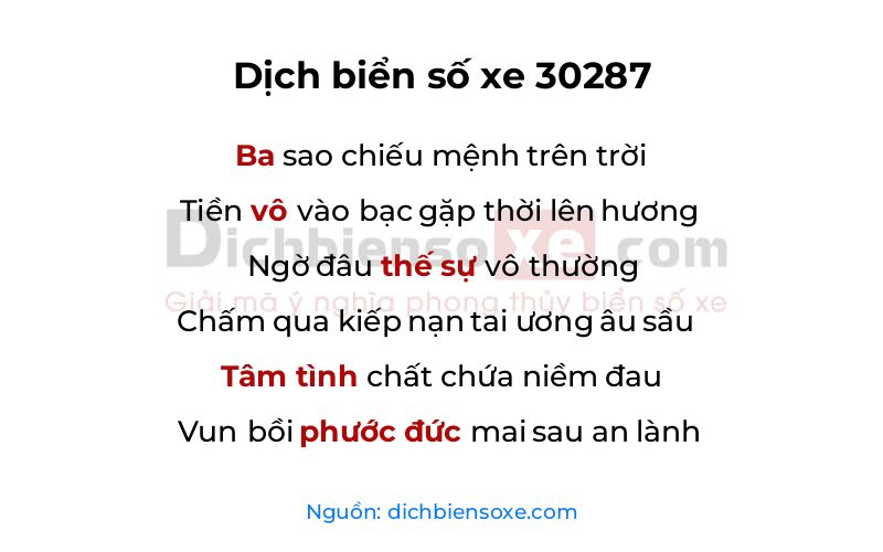 Dịch thơ biển số 30287