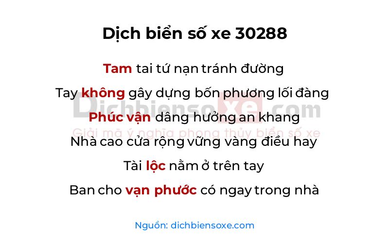 Dịch thơ biển số 30288