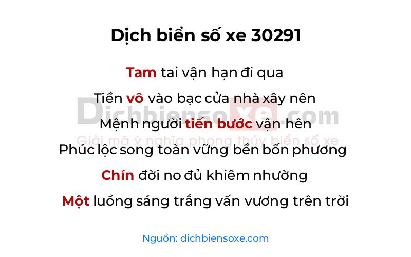 Dịch thơ biển số 30291