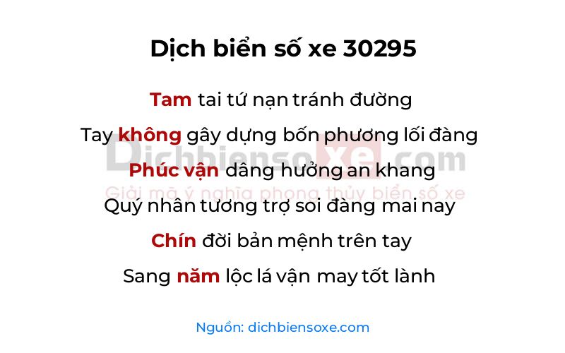 Dịch thơ biển số 30295