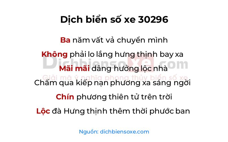 Dịch thơ biển số 30296
