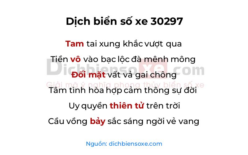 Dịch thơ biển số 30297