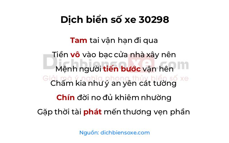 Dịch thơ biển số 30298