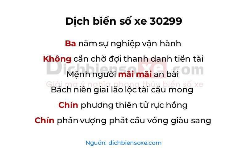 Dịch thơ biển số 30299