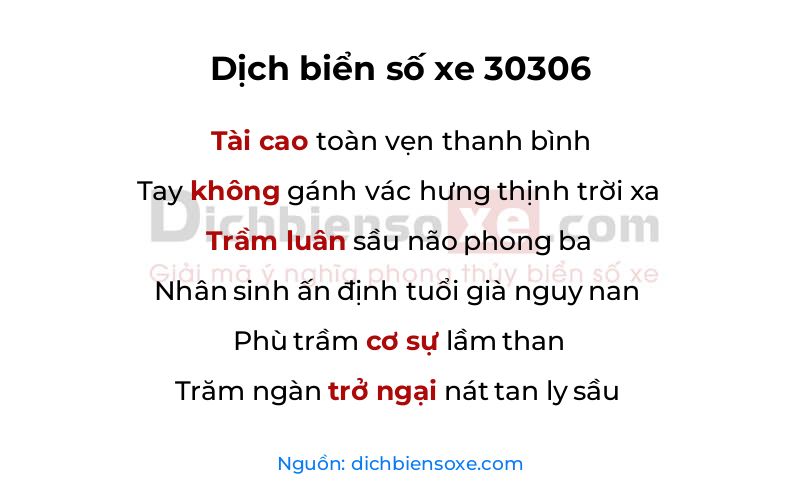 Dịch thơ biển số 30306