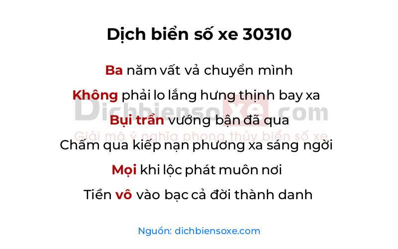 Dịch thơ biển số 30310