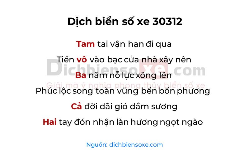 Dịch thơ biển số 30312