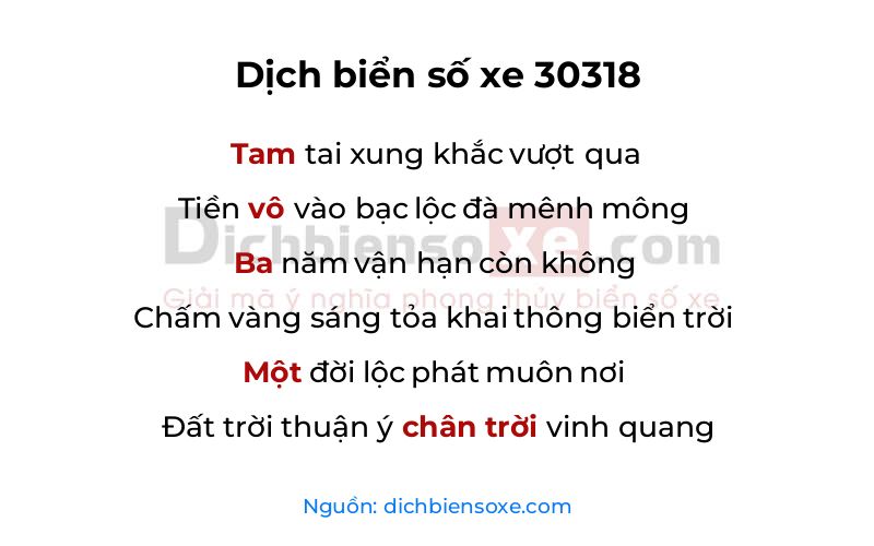 Dịch thơ biển số 30318