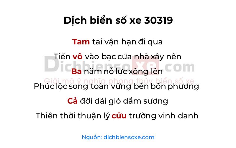 Dịch thơ biển số 30319