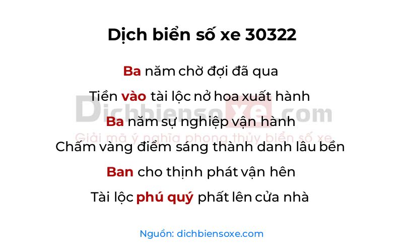 Dịch thơ biển số 30322