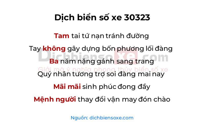 Dịch thơ biển số 30323