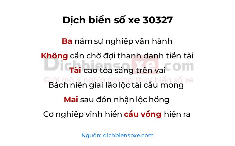 Dịch thơ biển số 30327