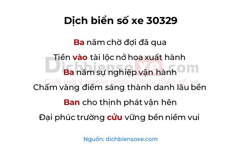 Dịch thơ biển số 30329