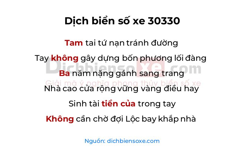 Dịch thơ biển số 30330