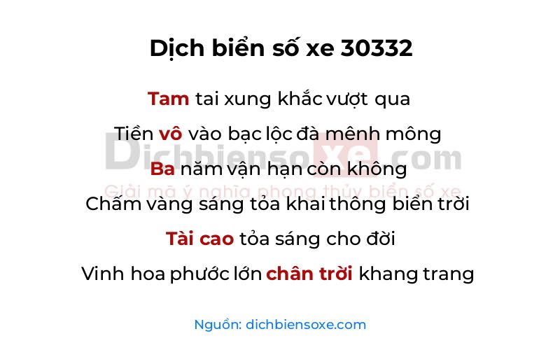 Dịch thơ biển số 30332