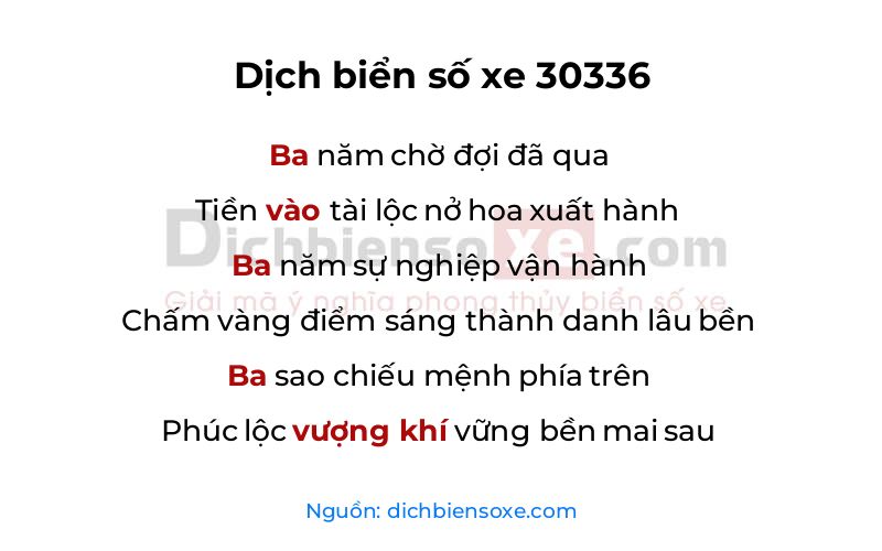Dịch thơ biển số 30336