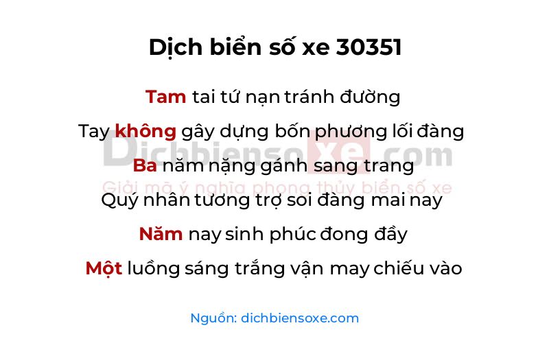 Dịch thơ biển số 30351