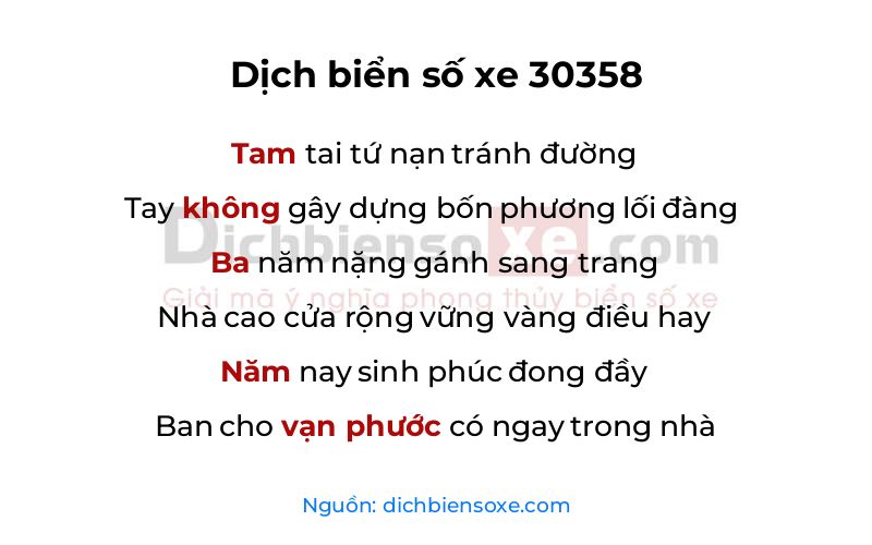 Dịch thơ biển số 30358