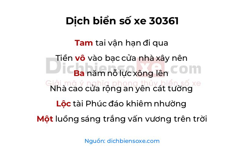 Dịch thơ biển số 30361
