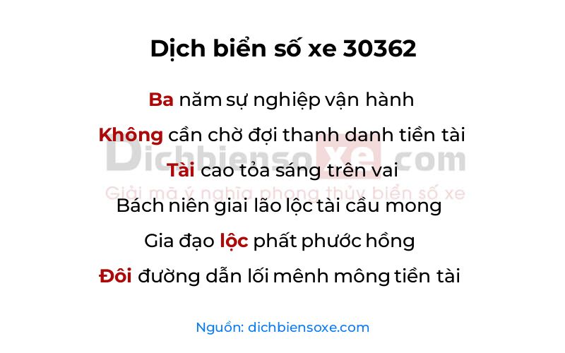 Dịch thơ biển số 30362