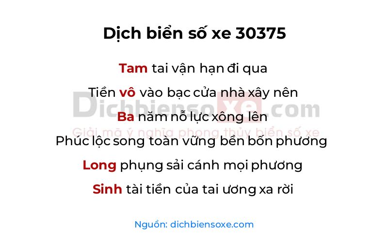 Dịch thơ biển số 30375