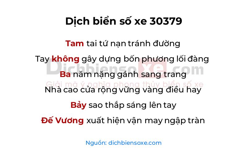 Dịch thơ biển số 30379