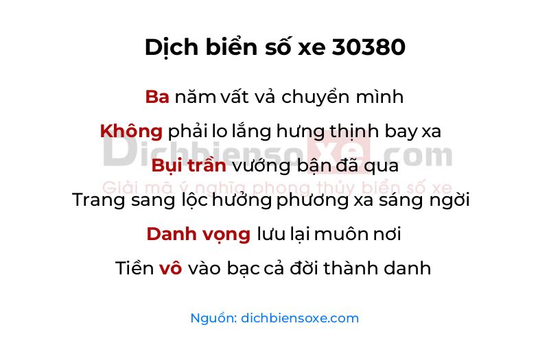 Dịch thơ biển số 30380