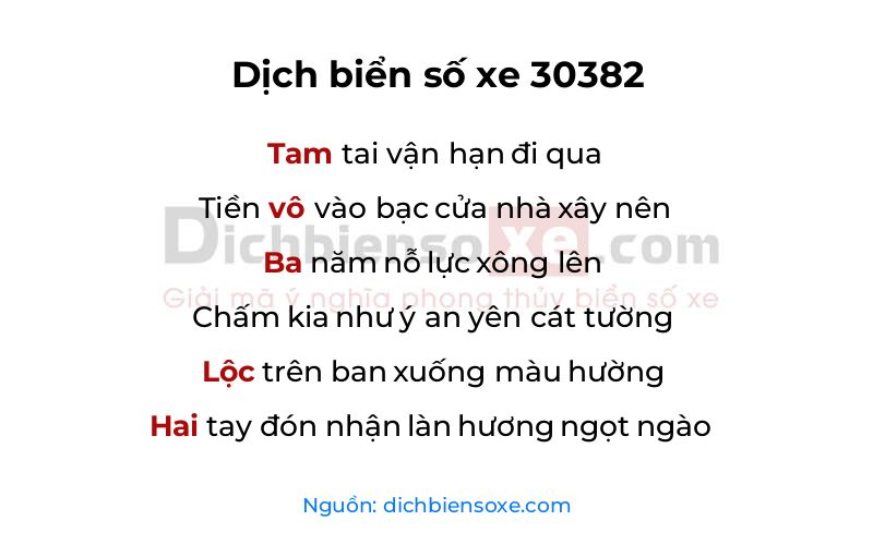 Dịch thơ biển số 30382